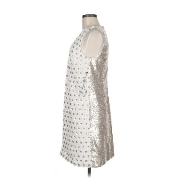 NEW Laundry Shelli Segal Sequin Florette Shift Dress 6 White Champagne Sequin - Picture 5 of 8